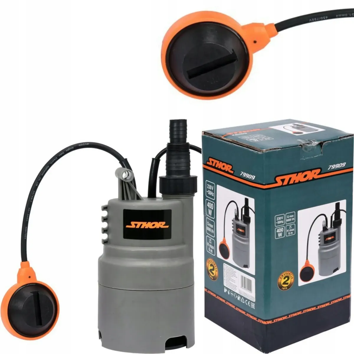 Потопяема помпа за мръсна вода, 400 W, max.6000 L/h,  STHOR 79909