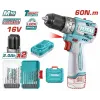 Акумулаторен безчетков ударен винтоверт TOTAL TOSLI241199E Industrial, 16 V, 2 батерии 2 Ah Li-Ion, 60 Nm + свредла