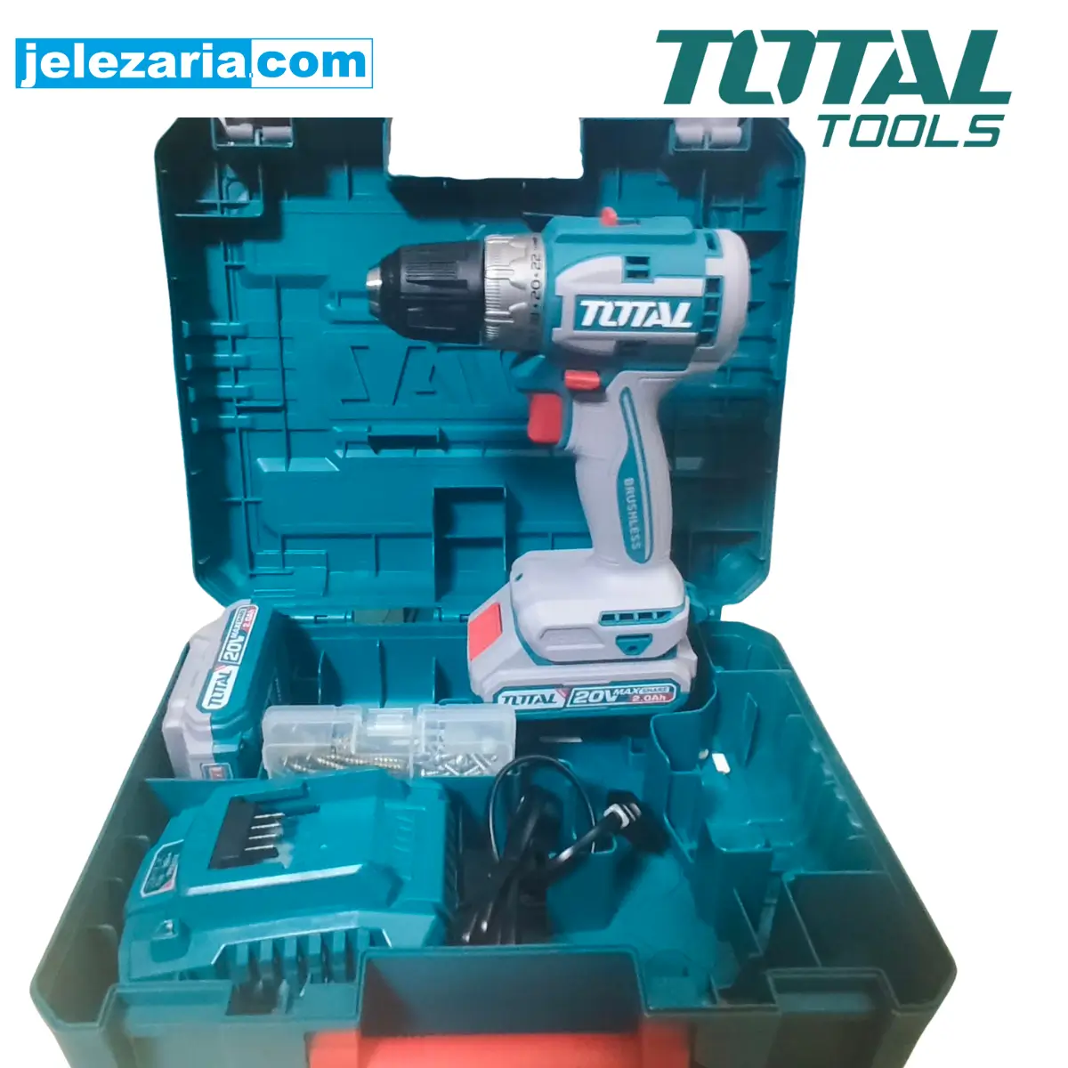 Акумулаторен безчетков винтоверт TOTAL TDLI20453E, 20 V, 52 Nm, 2 x 2 Ah