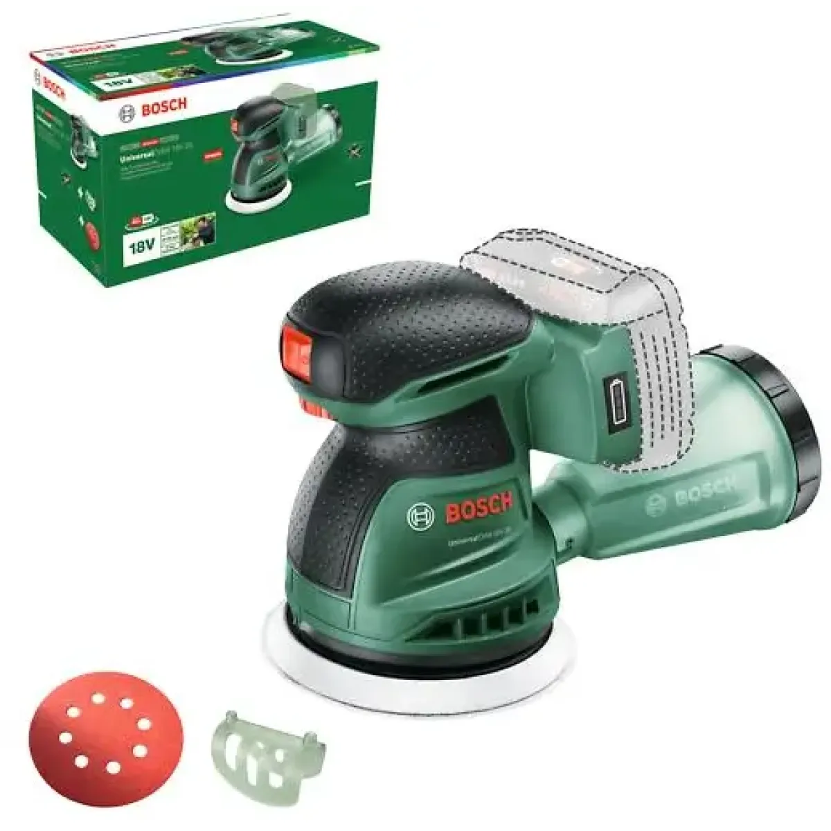 Акумулаторен ексцентършлайф Bosch UniversalOrbit 18V-20, 18 V, 125 мм, без батерия и зарядно 06033E4100