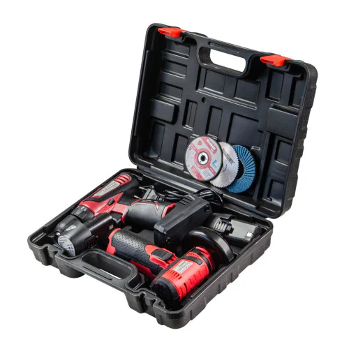 Акумулаторен комплект бормашина и ъглошлайф Raider RDP-CDLCAG03, 12V 2Ah
