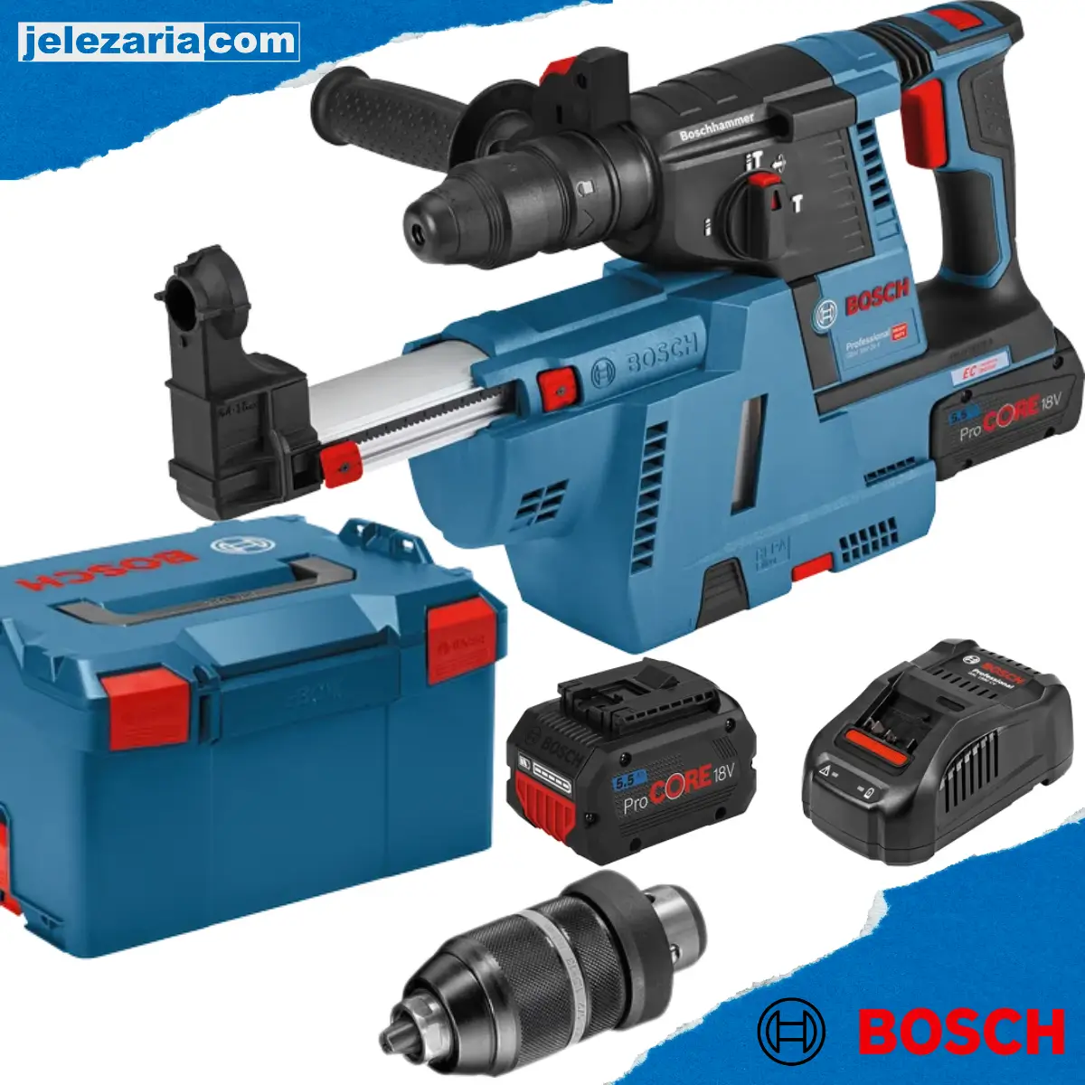 Акумулаторен перфоратор Bosch GBH 18V-26F 2х5.5 Ah, 2.6 J, SDS-Plus