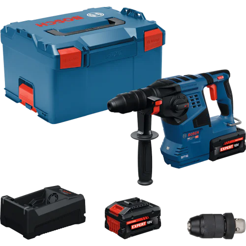 Акумулаторен перфоратор Bosch GBH 18V-28F, SDS-plus, 3.3J, 2x EXBA18V-80, в L-Boxx
