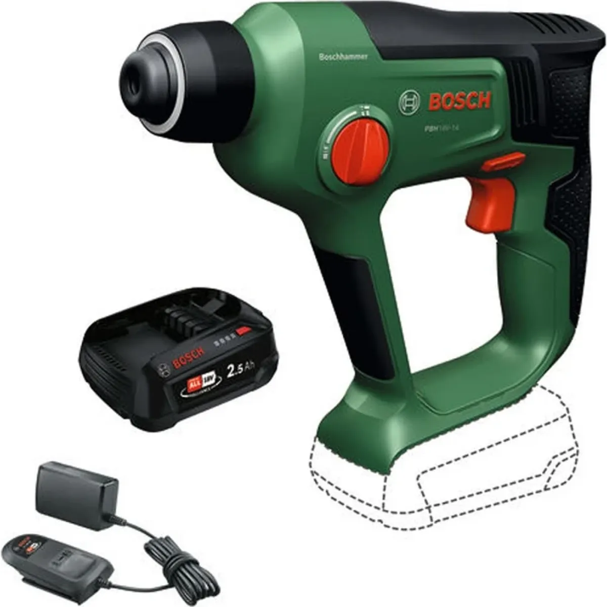 Акумулаторен перфоратор Bosch PBH 18V-14, SDS-plus, 1x2.5Ah, в куфар