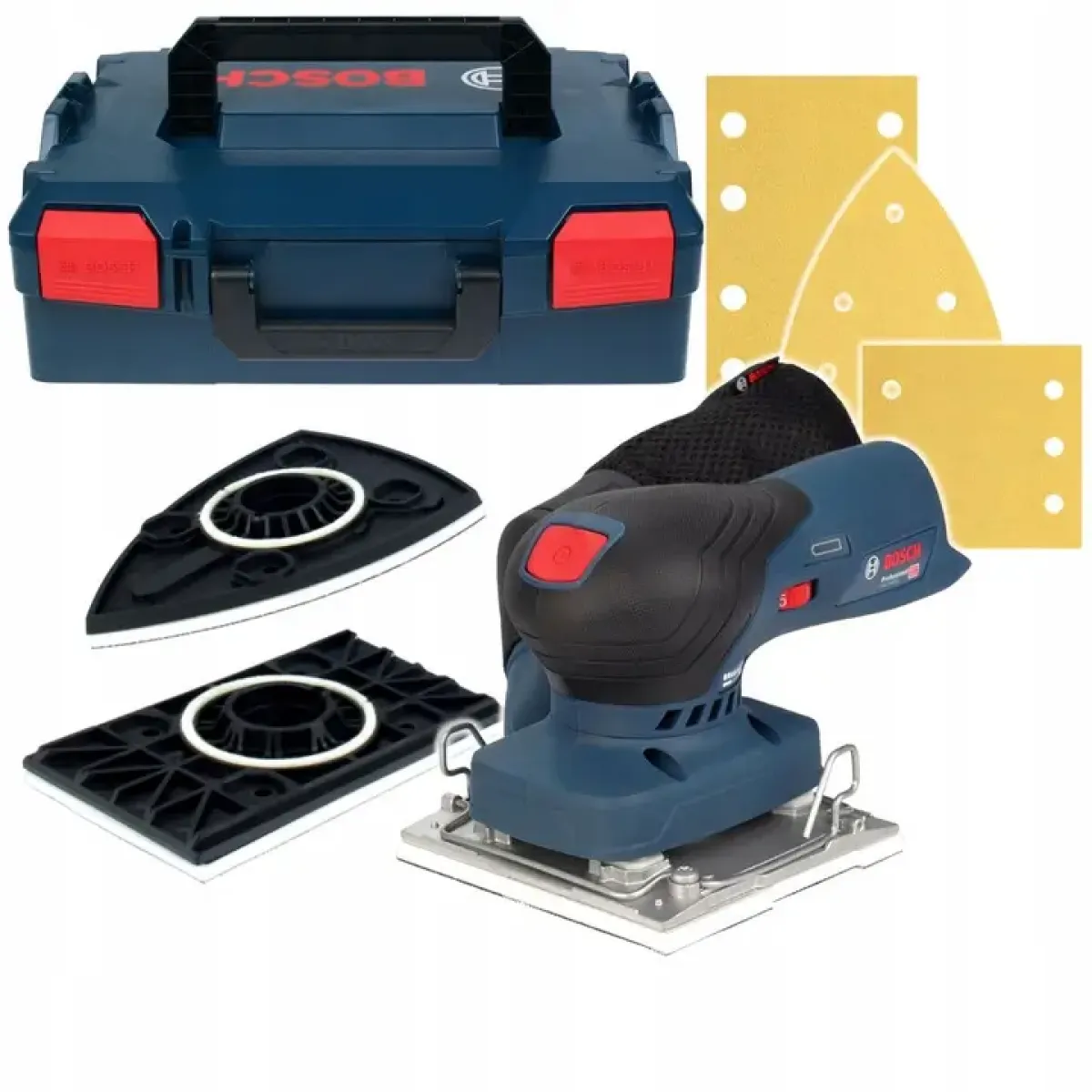 Акумулаторен виброшлайф Bosch GSS 12V-13, 12 V, 130 мм, без батерия, с 3 плочи в L-boxx 06019L0001