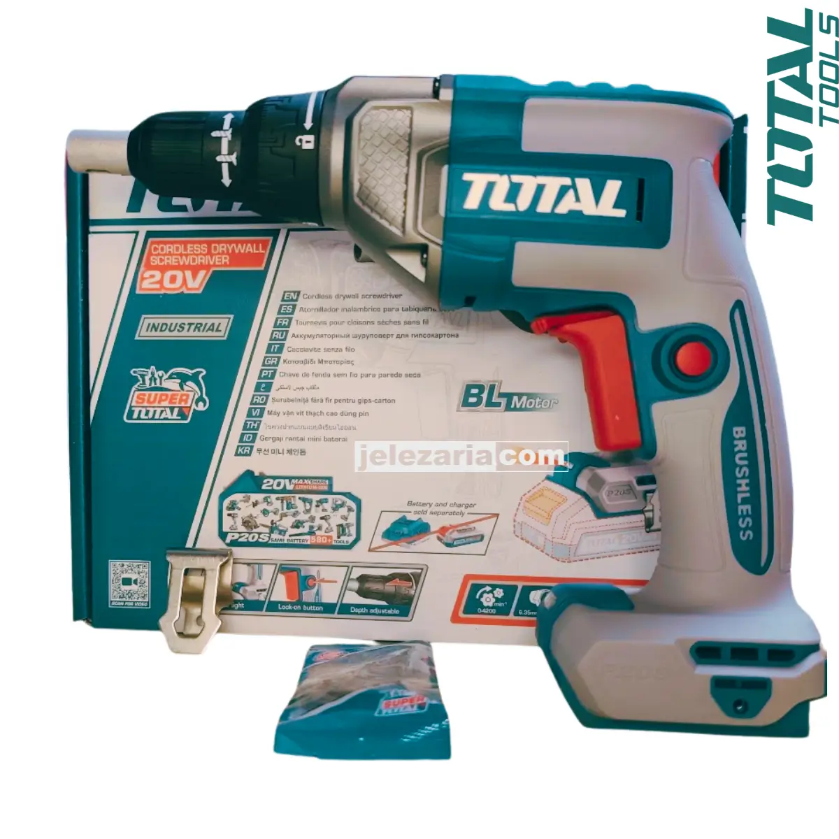 Акумулаторен винтоверт за гипсокартон TOTAL INDUSTRIAL 20 V, без батерия TDSLI20428