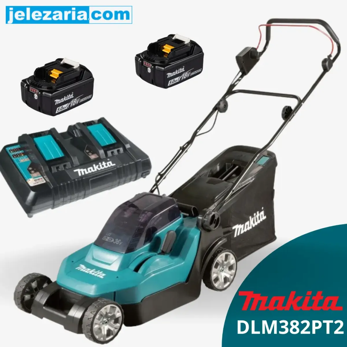 Акумулаторна косачка Makita DLM382PT2, 18+18V, 2х5 Ah, 38см