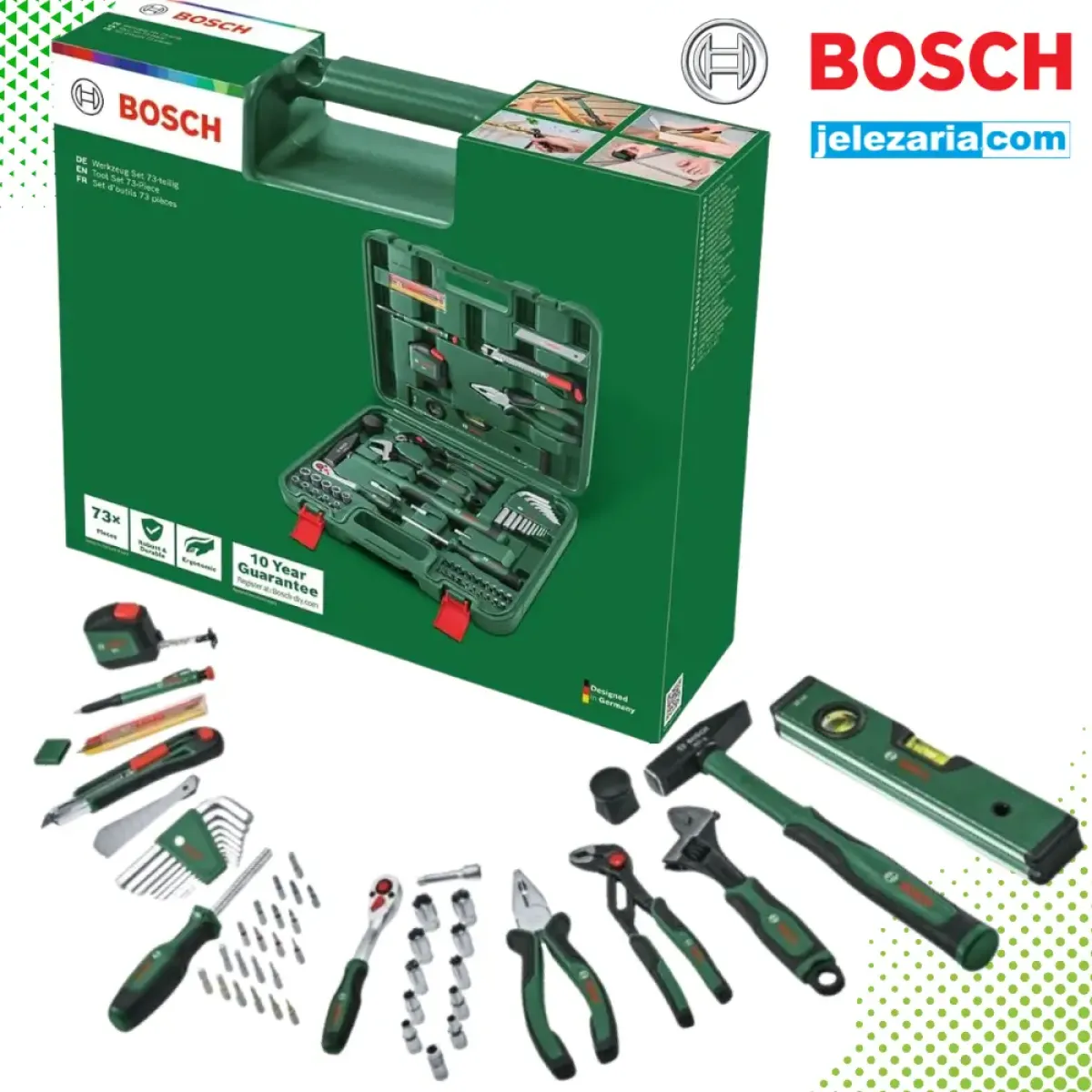 Комплект ръчни инструменти Bosch Advanced 1600A02ZB3, 64 части 1600A02ZB3