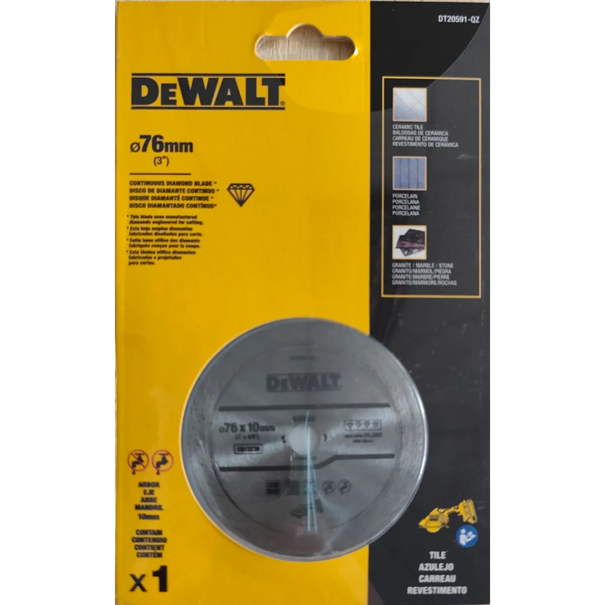 Диамантен диск DeWalt DT20591 рязане на керамика, теракот и фаянс 76 мм, 10 мм, 1.6 мм