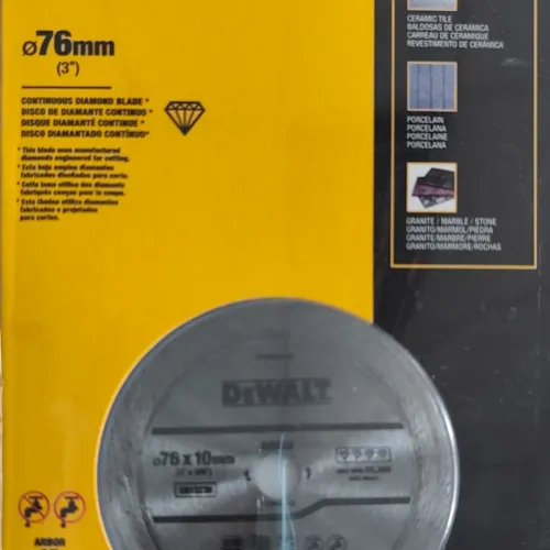 Диамантен диск DeWalt DT20591 рязане на керамика, теракот и фаянс 76 мм, 10 мм, 1.6 мм