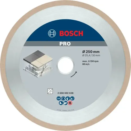 Диск диамантен за сухо рязане на керамични плочки 250 x 30/25,40 x 2,4 x 10 mm , PRO Ceramic