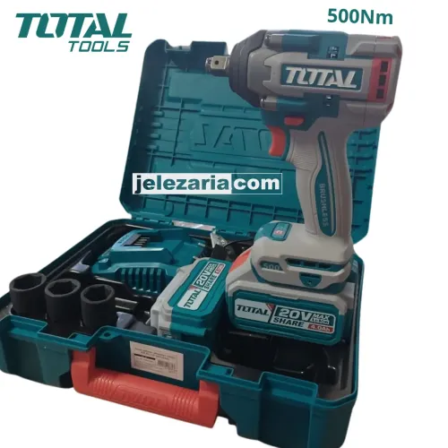 Акумулаторен безчетков гайковерт TOTAL INDUSTRIAL TIWLI2050, 1/2", 2 батерии х 20 V, 4 Ah