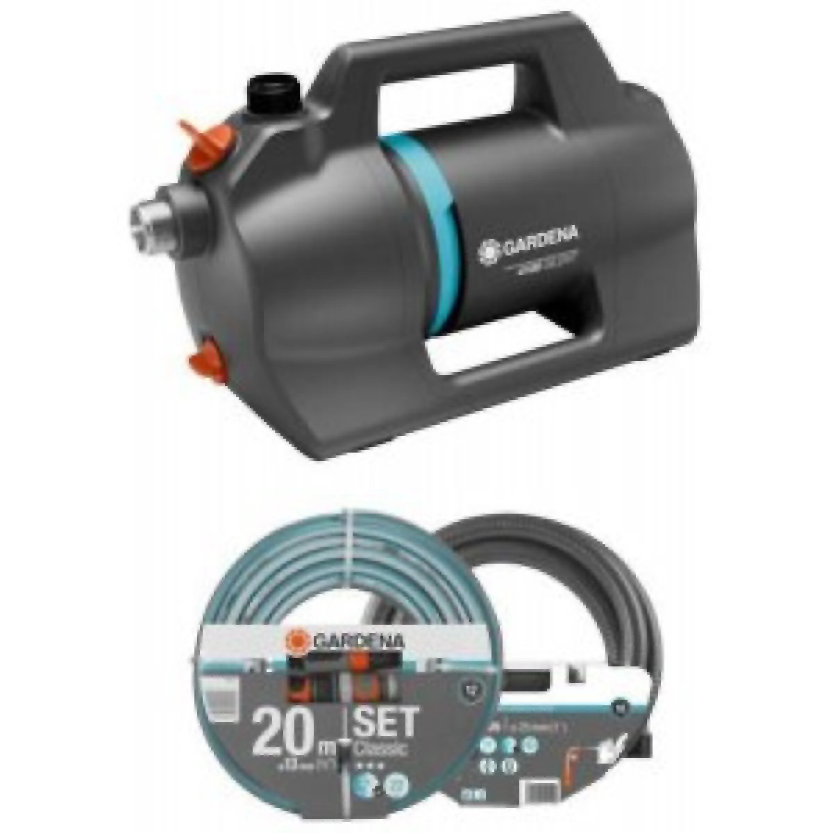 Градинска помпа GARDENA 4200 Silent Set, 600 W, 4200 л/ч, комплект с маркучи 09055-20