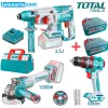Комплект акумулаторни инструменти перфоратор, винтоверт и ъглошлайф TOTAL TOSLI2402028 2бр батерии 20V, 2 x 4Ah