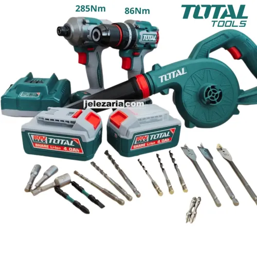 Комплект акумулаторни инструменти TOTAL TOSLI250883E, 20 V, 2 x 4 Ah