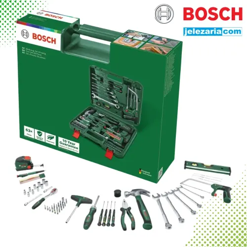 Комплект ръчни инструменти Bosch, 63 части