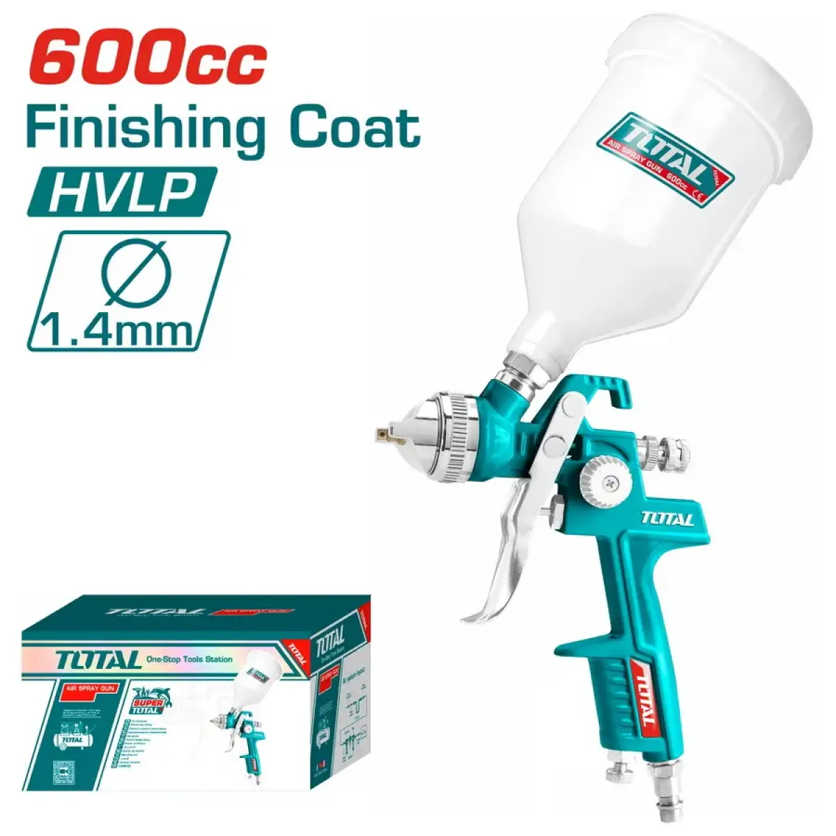 Пистолет за боядисване TOTAL Industrial, HVLP, 600 ml TAT10601