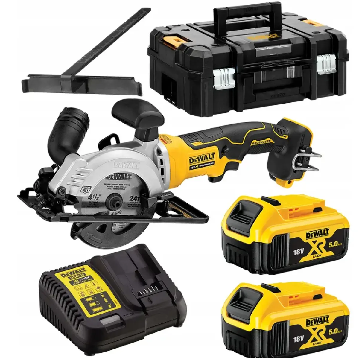 Циркуляр ръчен акумулаторен ф 115 мм, 18 V, 5 Ah, 4500 об./мин, DeWALT DCS571P2