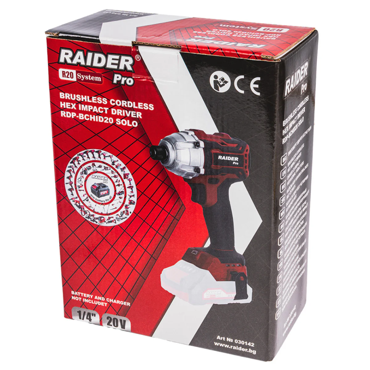 Ударен винтоверт безчетков Raider RDP-BCHID20, R20, Hex1/4, 180Nm, без батерия и зарядно 030142 Ударен винтоверт безчетков Raider RDP-BCHID20, R20, Hex1/4, 180Nm, без батерия и зарядно 030142