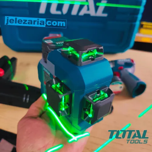 Акумулаторен комплект ударен винтоверт, лазерен нивелир и лазерна ролетка Total, 16 V, 2 x 2 Ah 