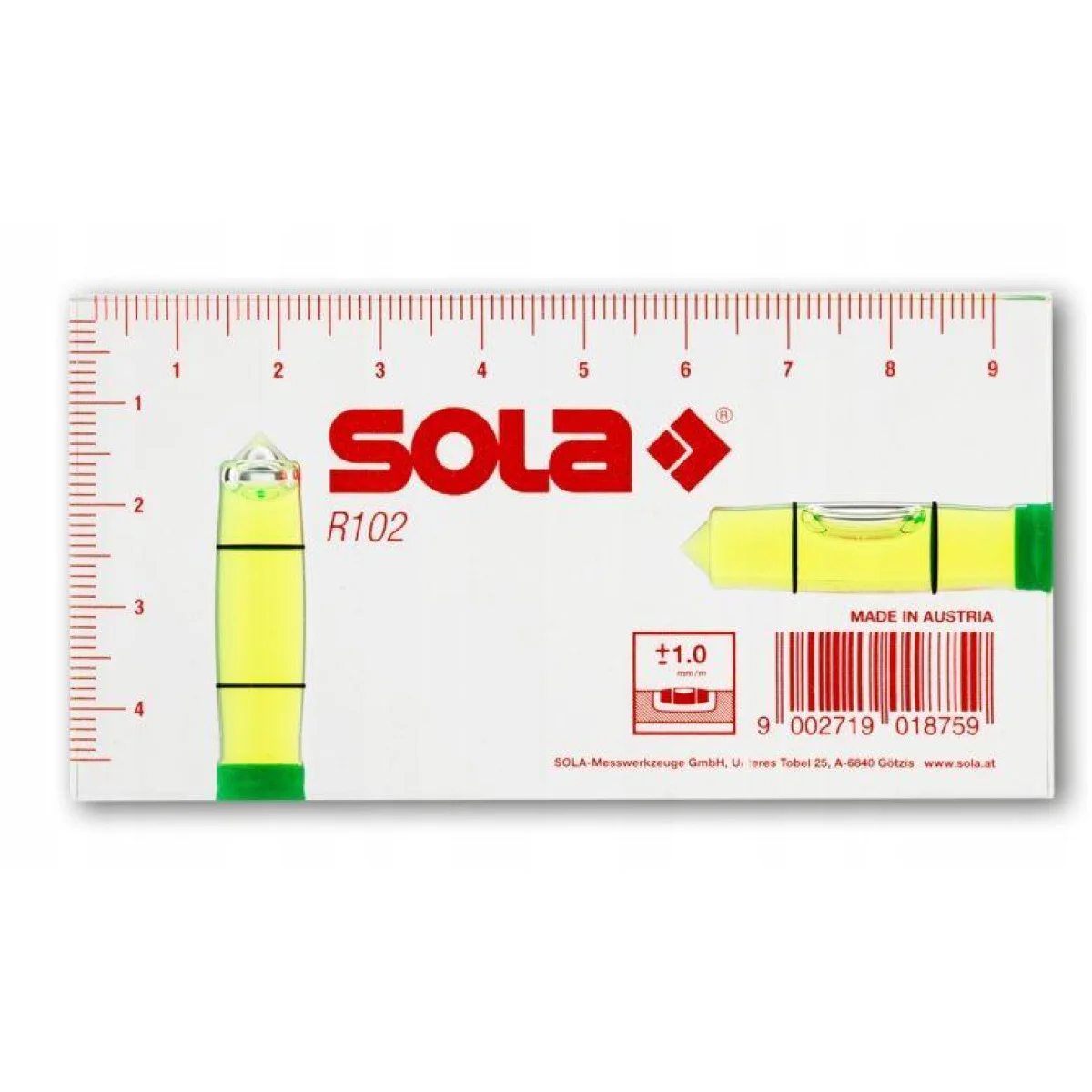 Нивелир мини Sola R 100 пластмасов 100 мм, 1 мм/м 01622101