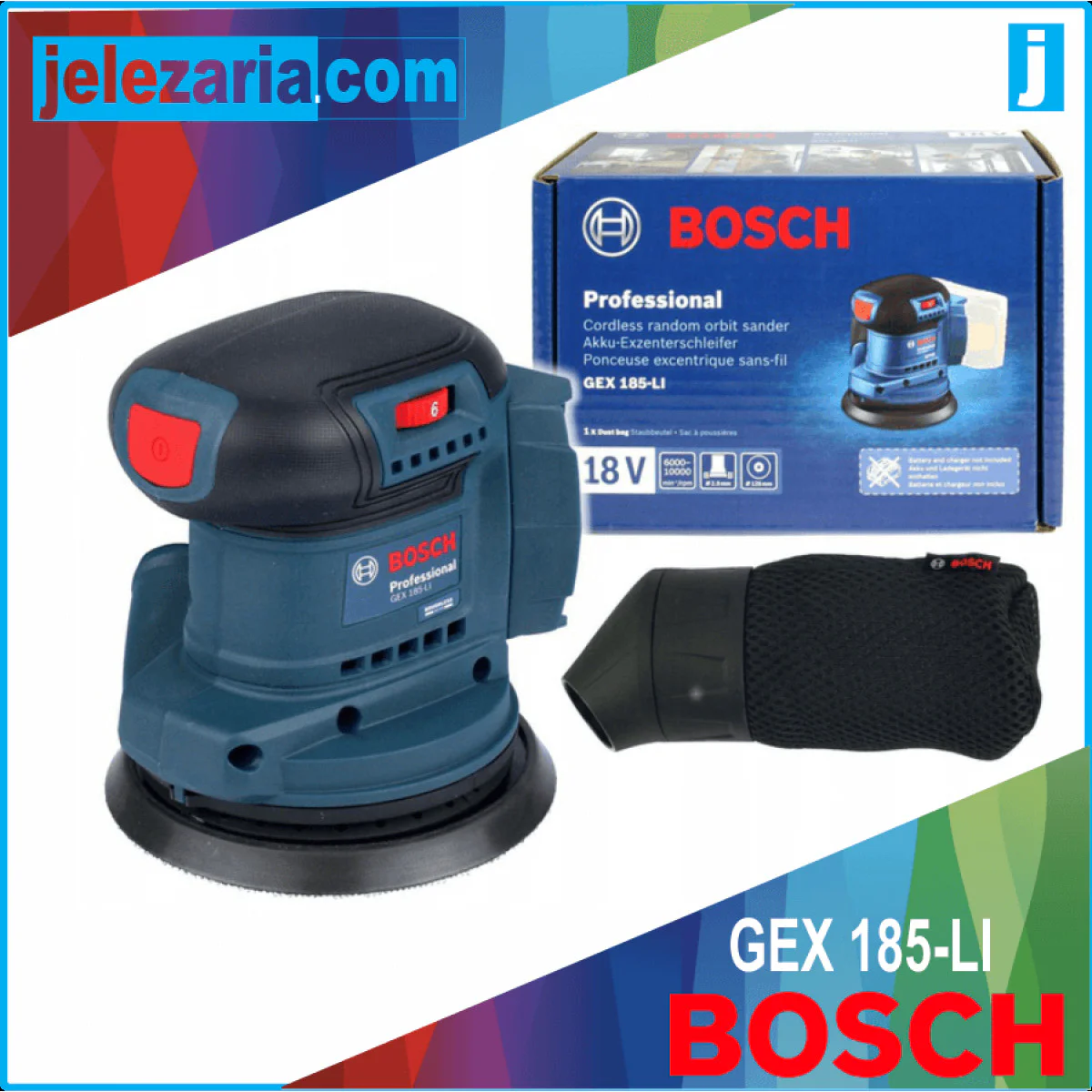 Акумулаторен ексцентършлайф BOSCH GEX 185-LI, 125mm 06013A5020