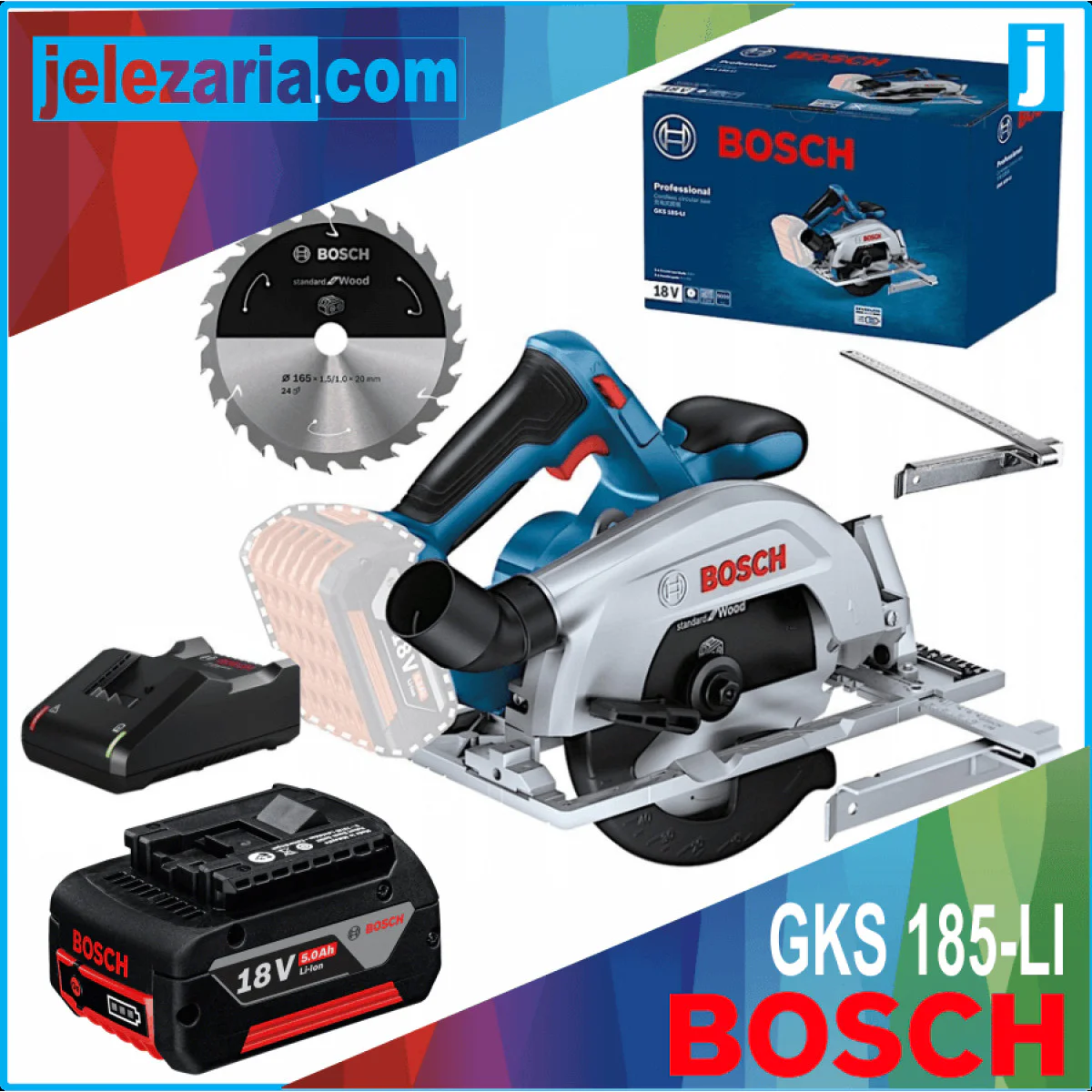 Акумулаторен циркуляр Bosch GKS 185-LI 1 x 5,0 Ah 06016C1223 Акумулаторен циркуляр Bosch GKS 185-LI 1 x 5,0 Ah 06016C1223
