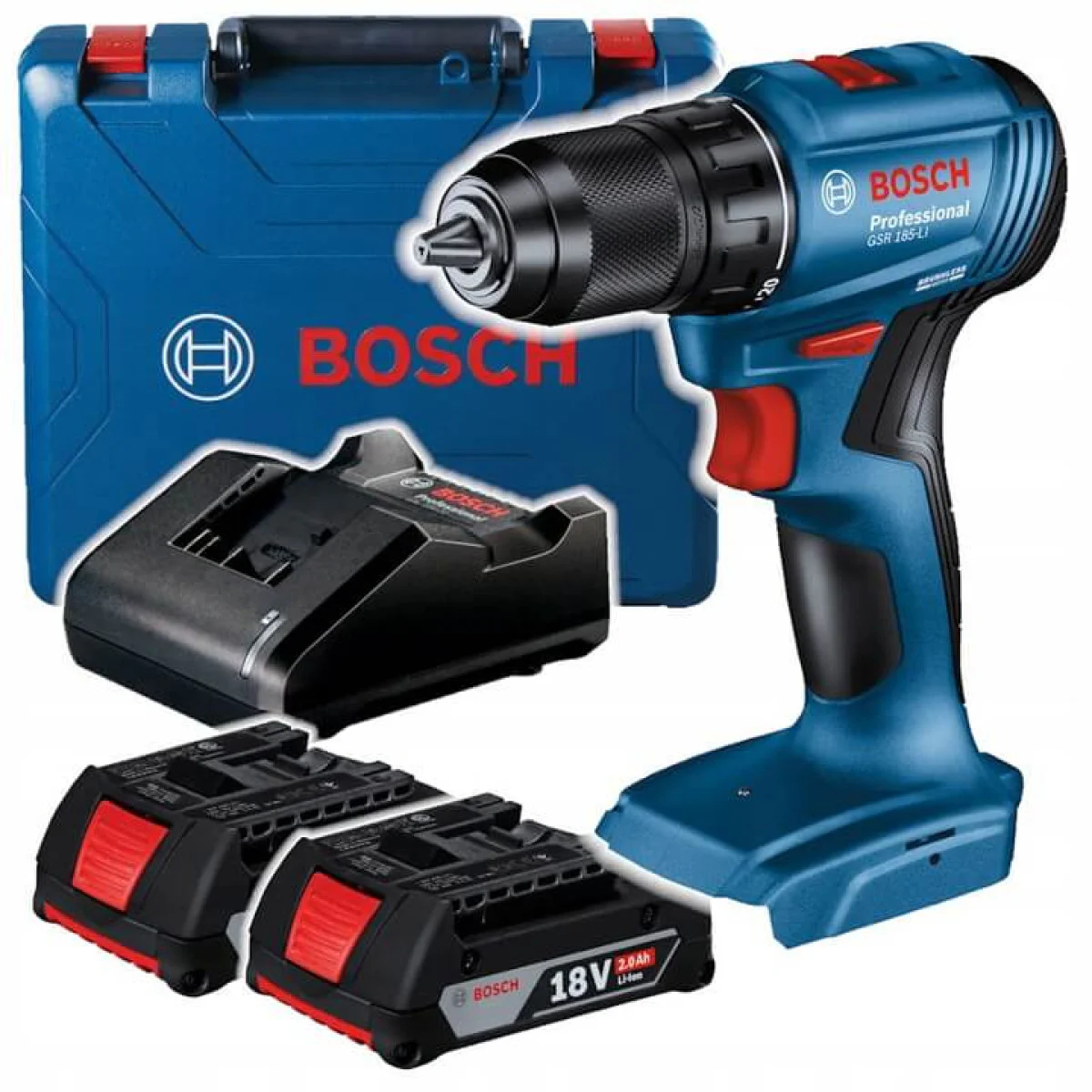 Акумулаторен винтоверт Bosch GSR 185-LI  2 бр x 2,0 Ah 18V 06019K3000