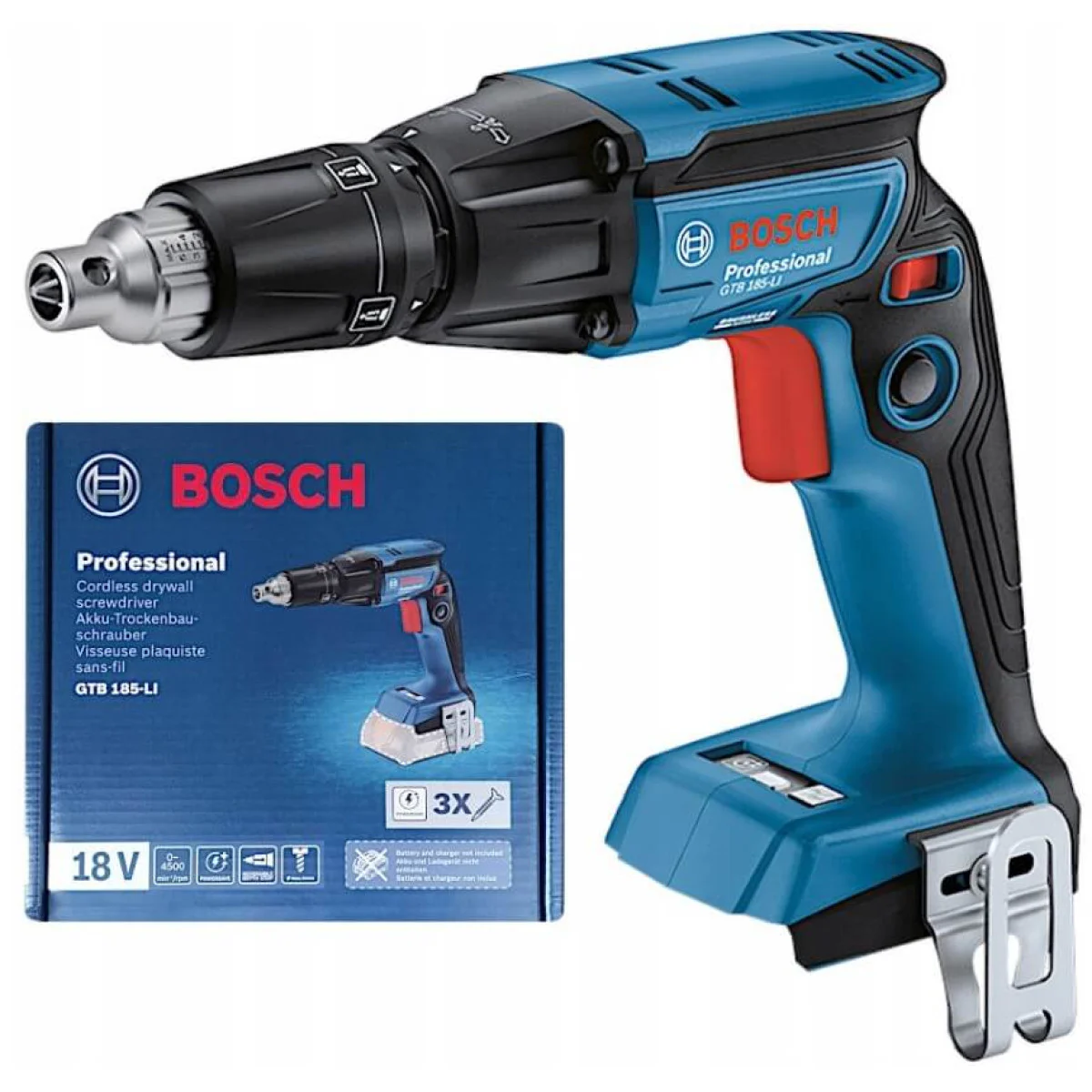 Акумулаторен винтоверт за гипсокартон BOSCH GTB 185-LI без батерия и зарядно устройство 06019K7021 Акумулаторен винтоверт за гипсокартон BOSCH GTB 185-LI без батерия и зарядно устройство 06019K7021