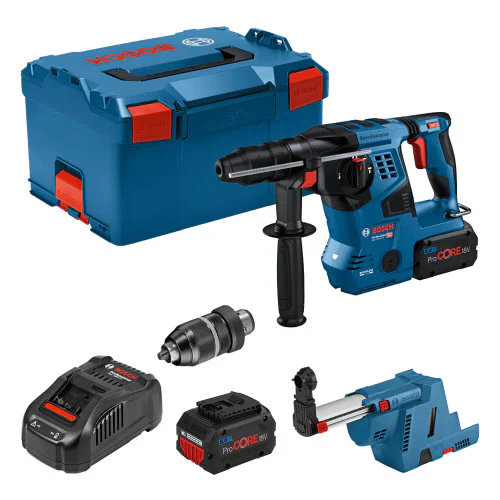 Акумулаторен перфоратор Bosch GBH 18V-28 CF, 3.3 J, 2 x ProCORE18V 8.0Ah, прахоуловител GDE 18V-16 ProfessionalL