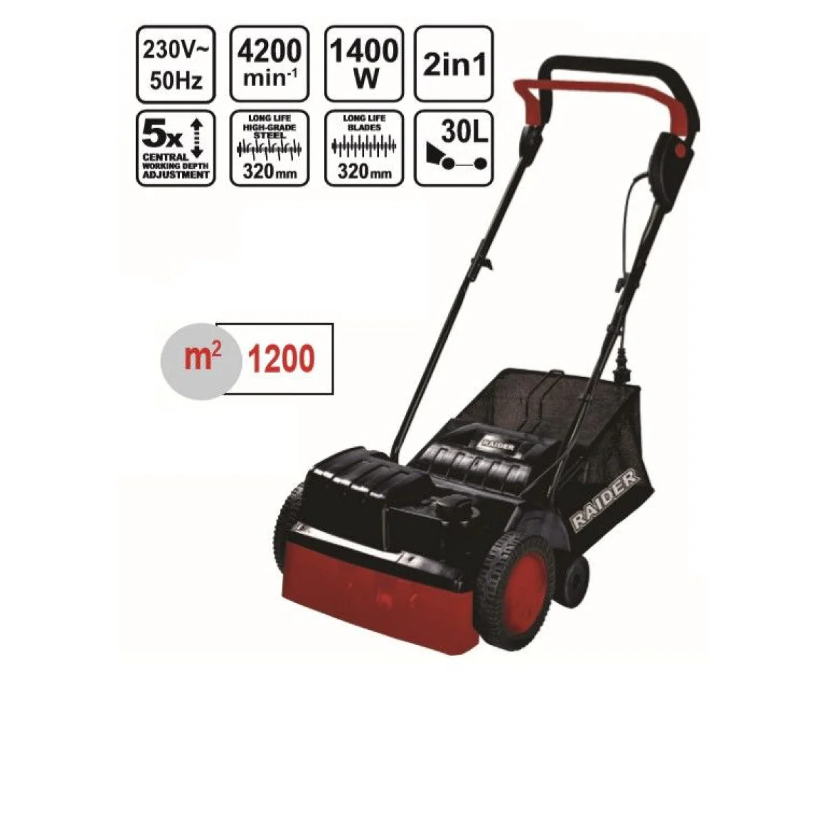 Eлектрически аератор 2 в 1 с 18 ножа, Райдер RD-ESC01 075337 Eлектрически аератор 2 в 1 с 18 ножа, Райдер RD-ESC01 075337