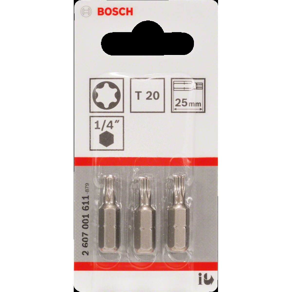 Накрайник за винтоверт T20, 25 mm, 3 Бр. 2607001611