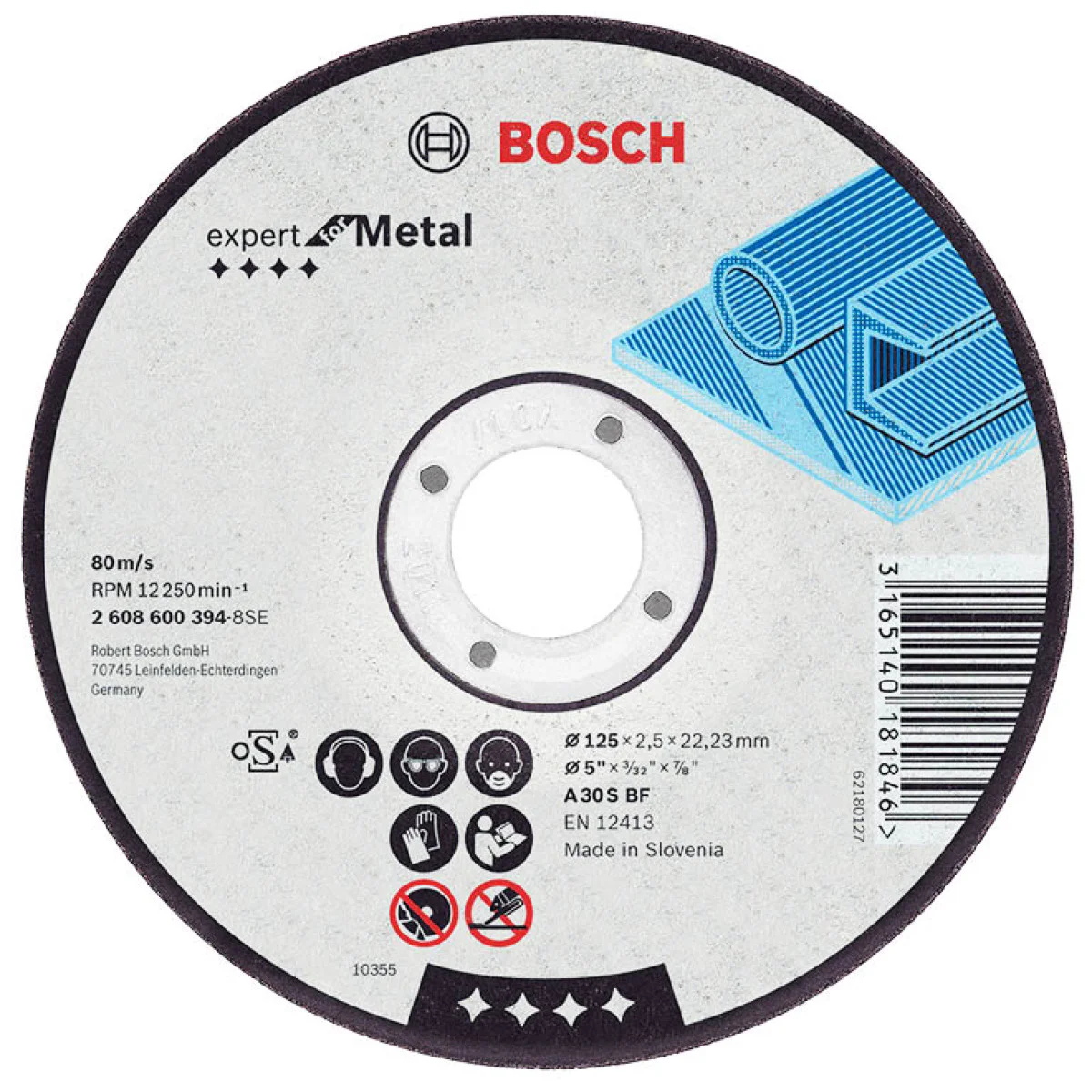 Диск карбофлексен за рязане на метал ф 180х3.0х22.23 мм, A30SBF ,  Bosch Expert for Metal 2608600321