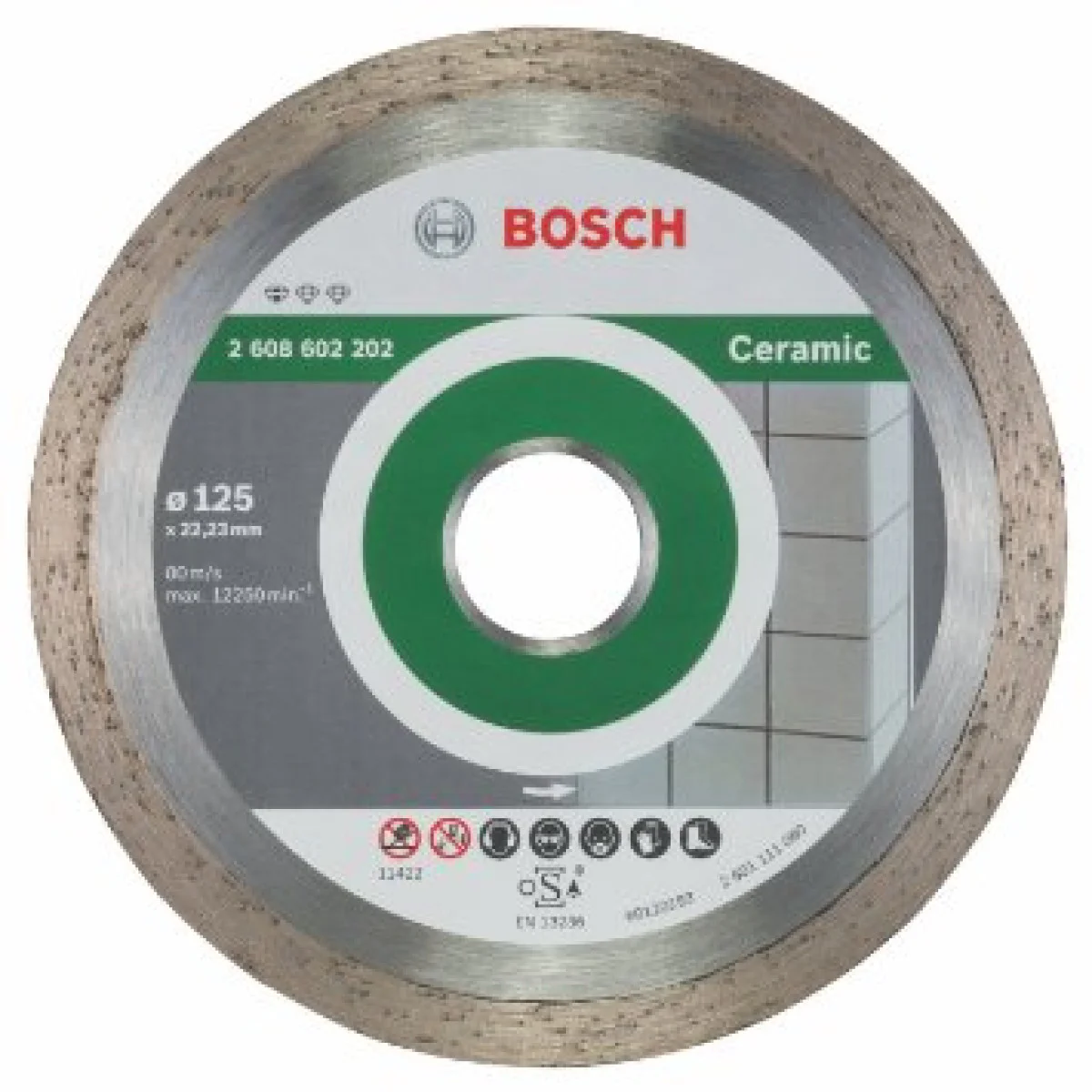 Диск диамантен за сухо рязане на керамични плочки ф 125х22.23 мм , Bosch Standard for Ceramic 2608602202