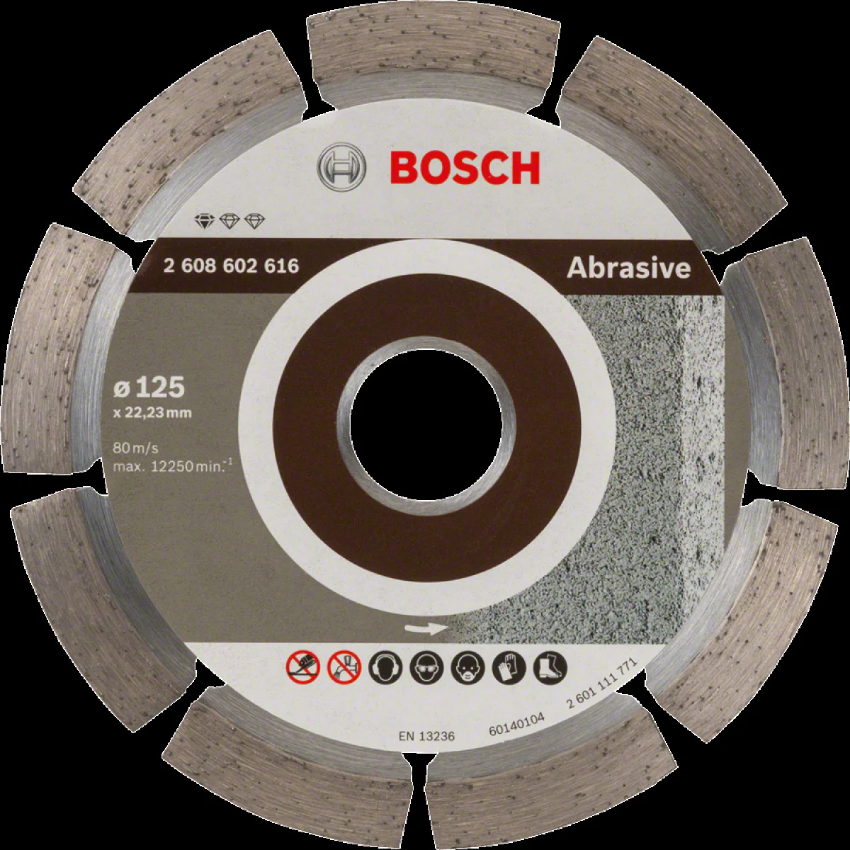 Диск диамантен за  рязане  ф125 x 22,23 x 1. 6 x 10 мм , Bosch Standard for Abrasive 2608602616
