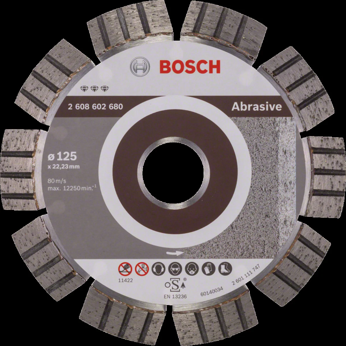 Диск диамантен за  рязане  ф125 x 22,23 x 2,2 x 12 мм , Bosch Best for Abrasive 2608602680