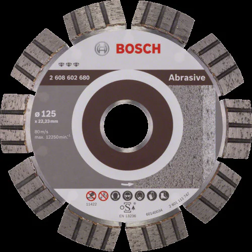 Диск диамантен за  рязане  ф125 x 22,23 x 2,2 x 12 мм , Bosch Best for Abrasive  Диск диамантен за  рязане  ф125 x 22,23 x 2,2 x 12 мм , Bosch Best for Abrasive