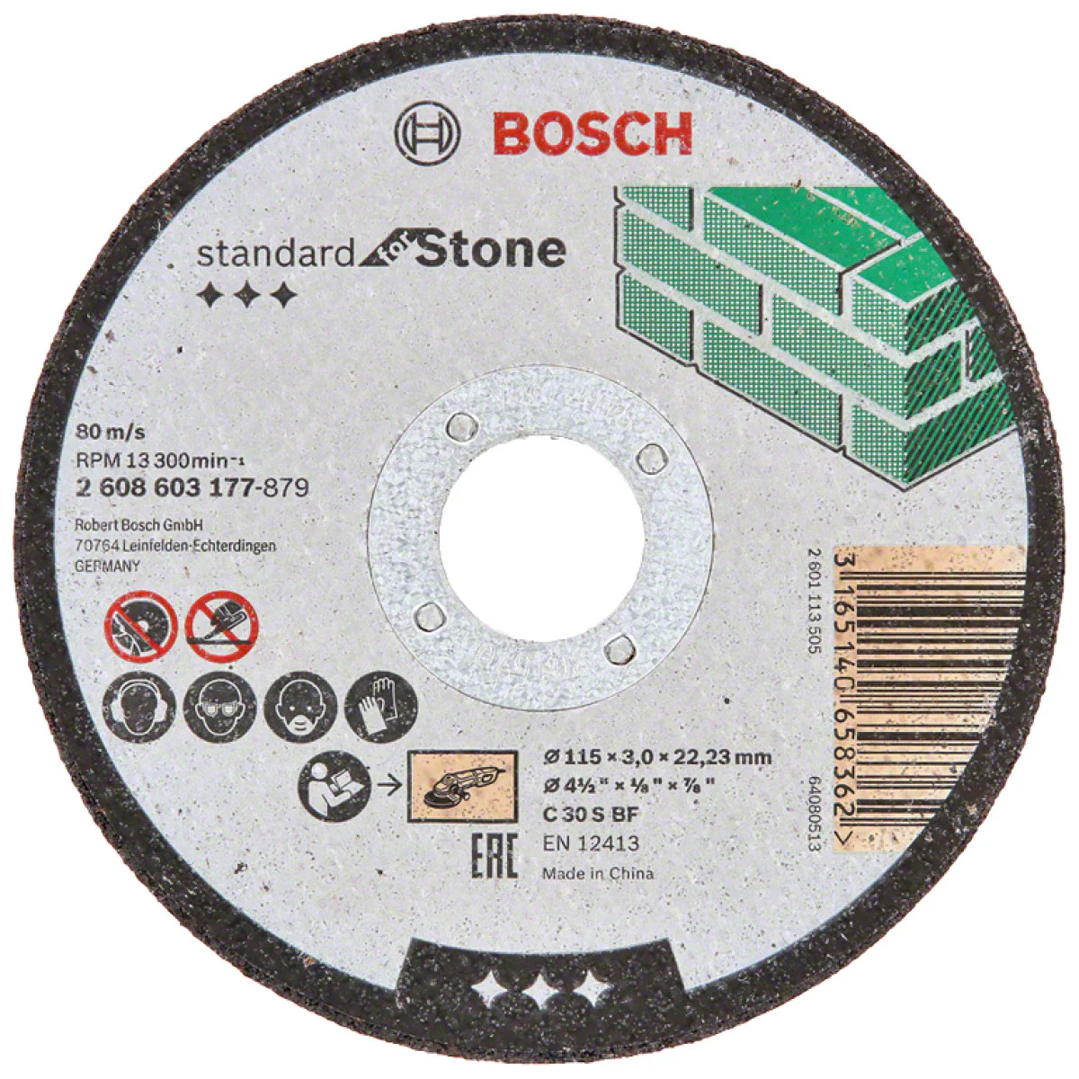 Диск карбофлексен камък и неметали ф 115х3х22.23 мм Bosch Standard for Stone 2608603177