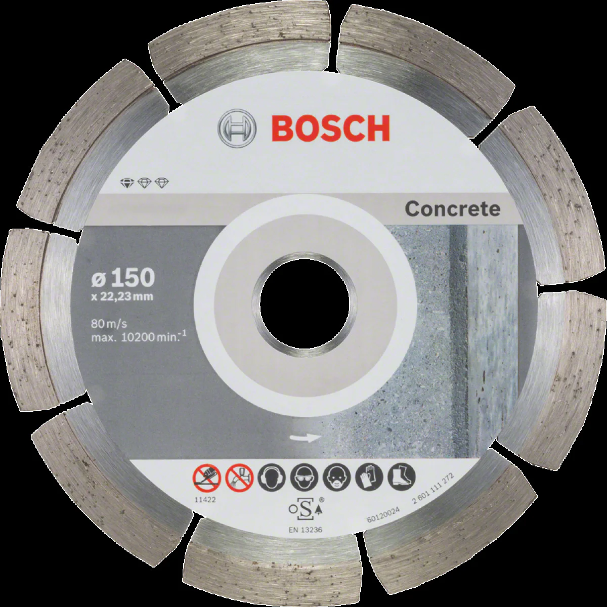 10 бр. Диск диамантен за сухо рязане на тухли, бетон, керемиди ф150 x 22,23 x 2 x 10,  Bosch Standard for Concrete 2608603241