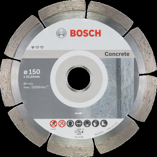 10 бр. Диск диамантен за сухо рязане на тухли, бетон, керемиди ф150 x 22,23 x 2 x 10,  Bosch Standard for Concrete