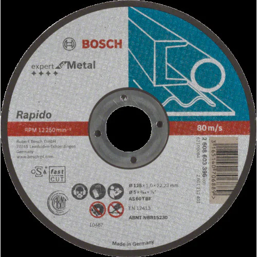 25 бр, Диск за рязане,  прав , Expert for Metal  , AS 60 T BF, 125 mm, 1,0 mm , Bosch