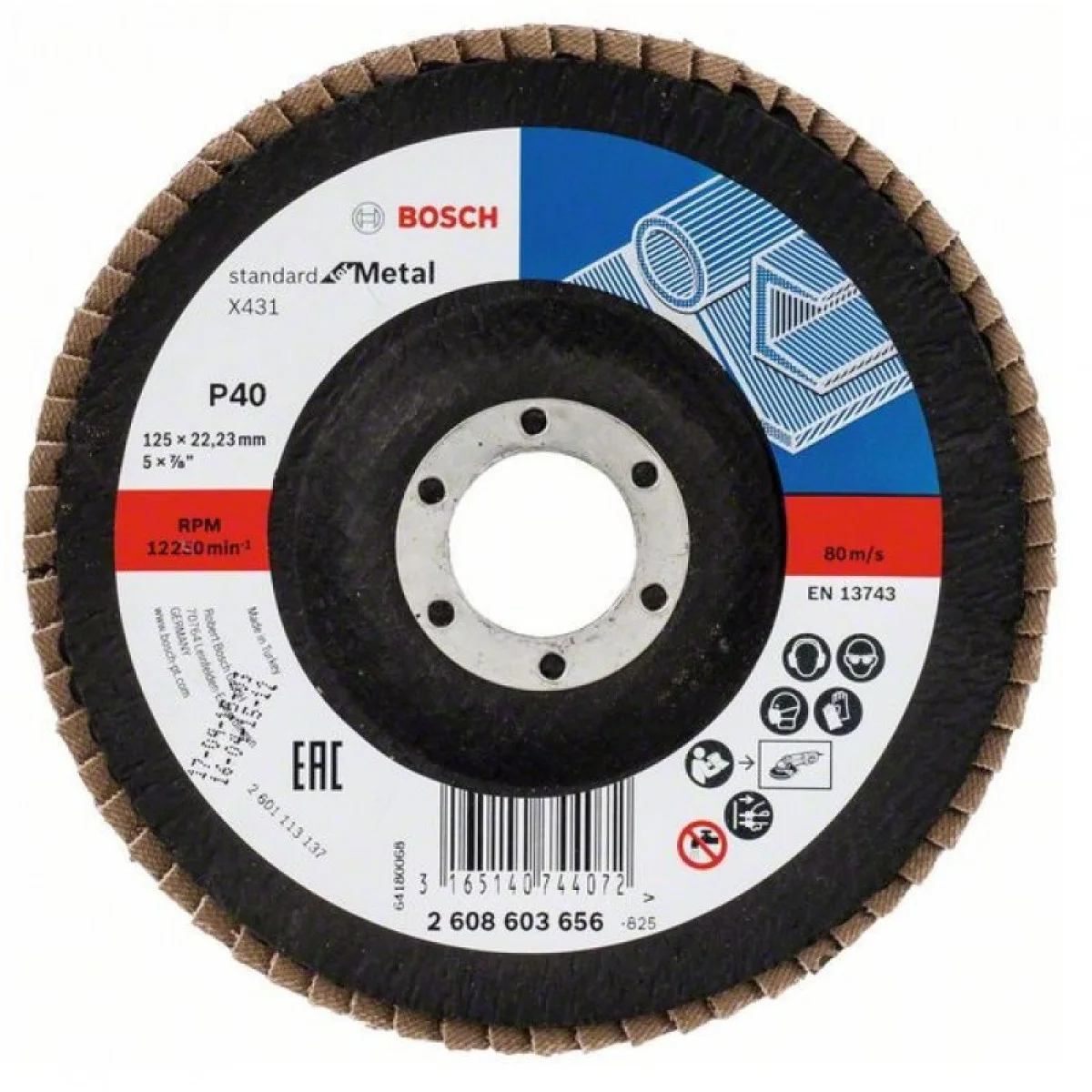 Ламелен диск X431 Standard for Metal 125x22.23mm G40, Bosch 2608603656