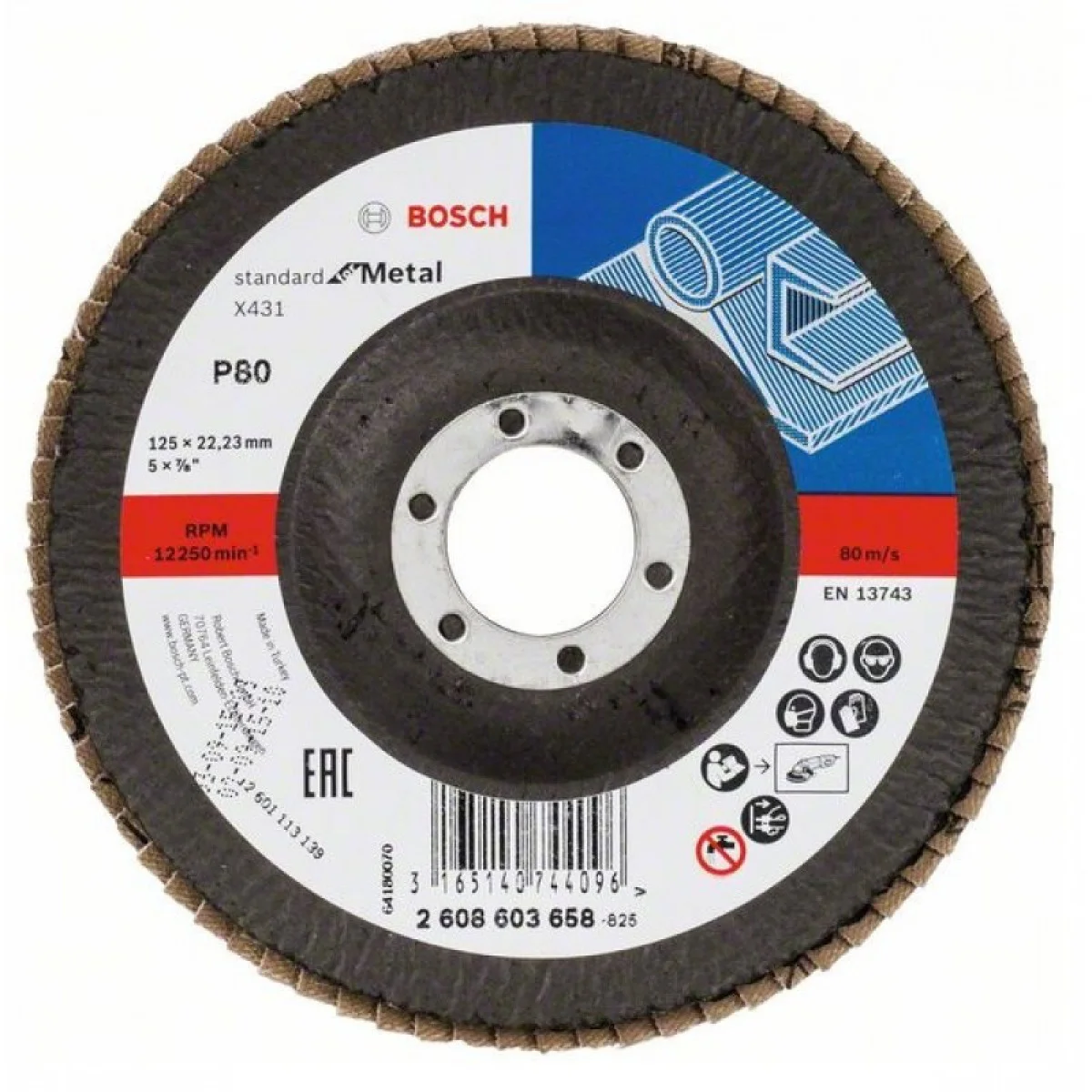 Ламелен диск X431 Standard for Metal 125x22.23mm G80 , Bosch 2608603658