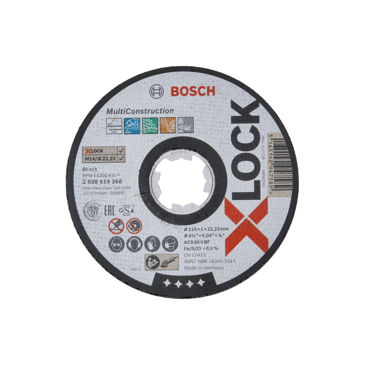 Отрезни дискове X-LOCK Multi Material, 115x1x22,23, право рязане , Bosch 2608619268