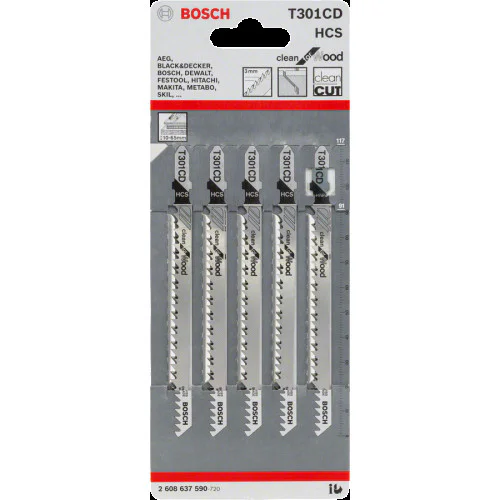 Нож за прободен трион T 301 CD Bosch, за дърво - 5бр