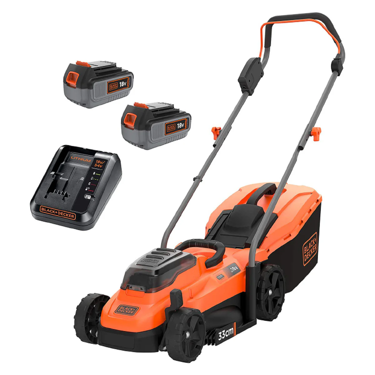 Акумулаторна косачка 18+18 V, 4 Ah, 330 мм Black & Decker BCMW33184L2 + акумулаторeн тример Black & Decker STC1820PC BCMW33184L2