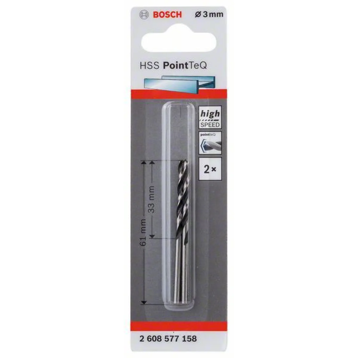 Бургия за метал Bosch PointTeq 3.0mm - 2бр 2608577158
