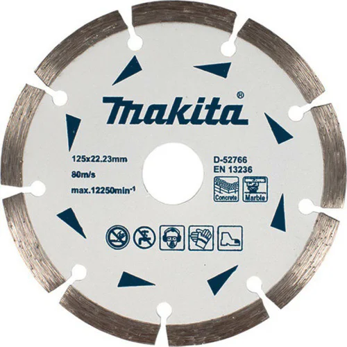 Диамантен диск Makita D-52766 ф 125х 22.23 мм , за сухо рязане на бетон и стр. материали