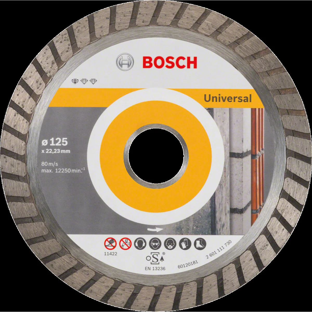 Диамантен диск за сухо рязане , ф125 x 22,23 x 2 x 10 mm ,  Bosch Standard for Universal Turbo 2608602394 Диамантен диск за сухо рязане , ф125 x 22,23 x 2 x 10 mm ,  Bosch Standard for Universal Turbo 2608602394