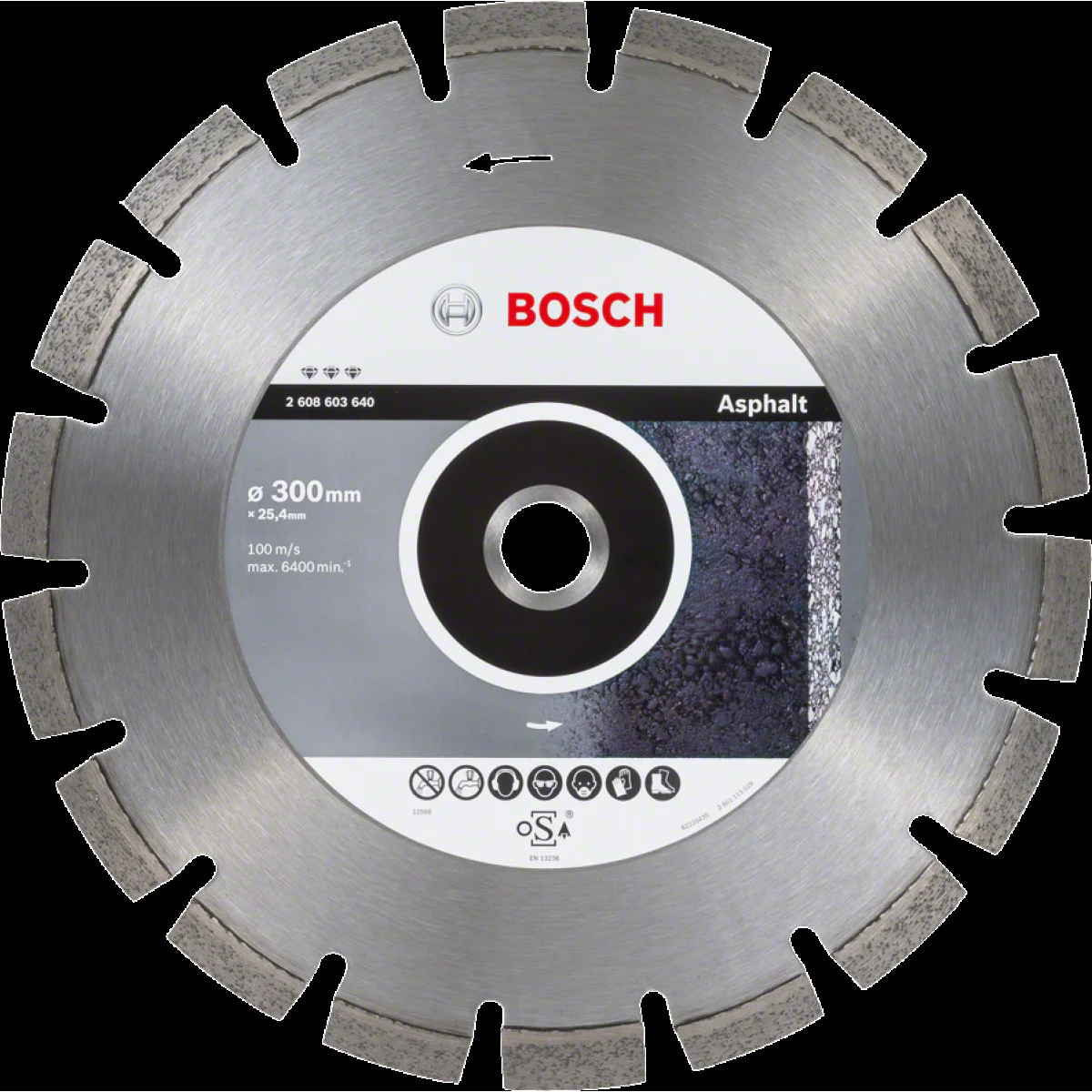 Диск диамантен за сухо рязане  ф 300 x 25,40 x 3,2 x 12 мм , Bosch Best  for Asphalt 2608603640